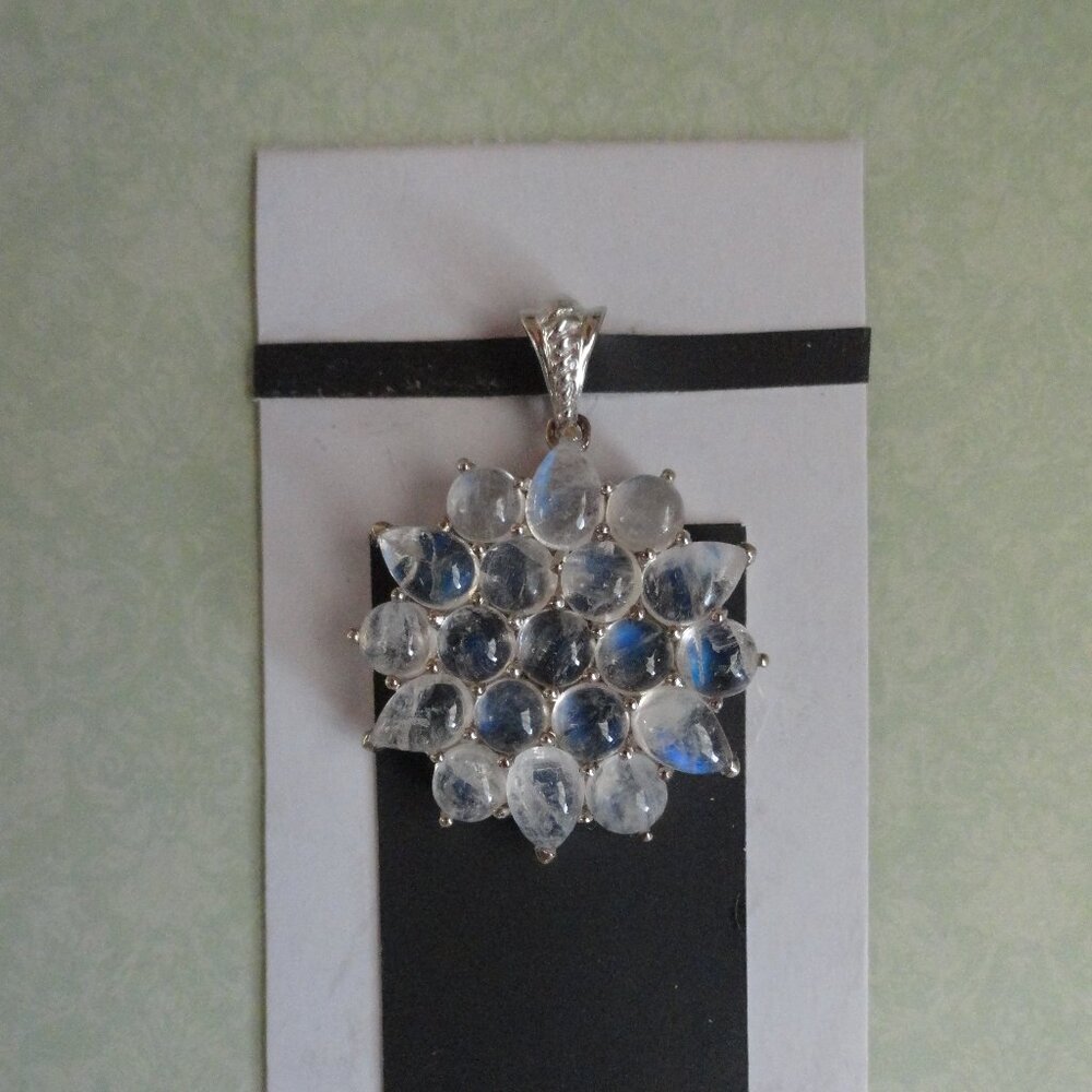 VINTAGE Moonstone Sterling Necklace Locket,